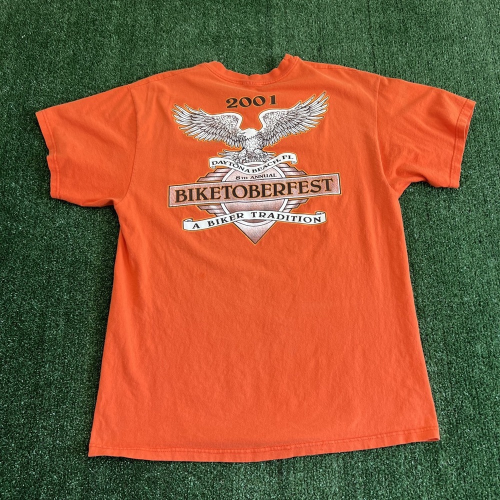 Vintage Biketoberfest T-Shirt Mens Large Orand Daytona Beach 2001 Tribal Y2K - Picture 3 of 6